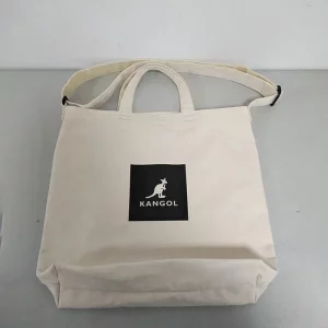 Beige Canvas Tote Bag with Adjustable Strap for Shopping & Daily Use
