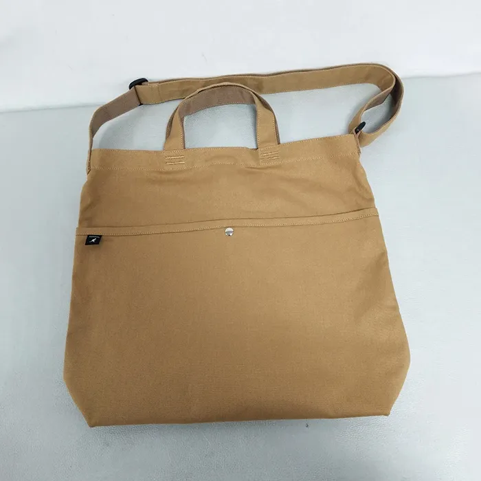 Beige Canvas Tote Bag with Adjustable Strap for Shopping & Daily Use