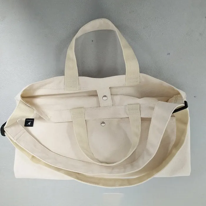 Beige Canvas Tote Bag with Adjustable Strap for Shopping & Daily Use