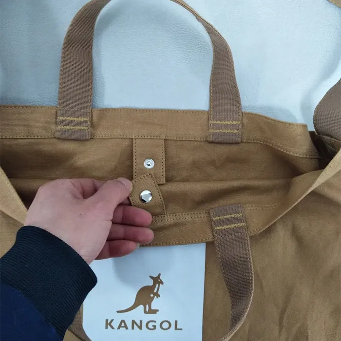 Beige Canvas Tote Bag with Adjustable Strap for Shopping & Daily Use