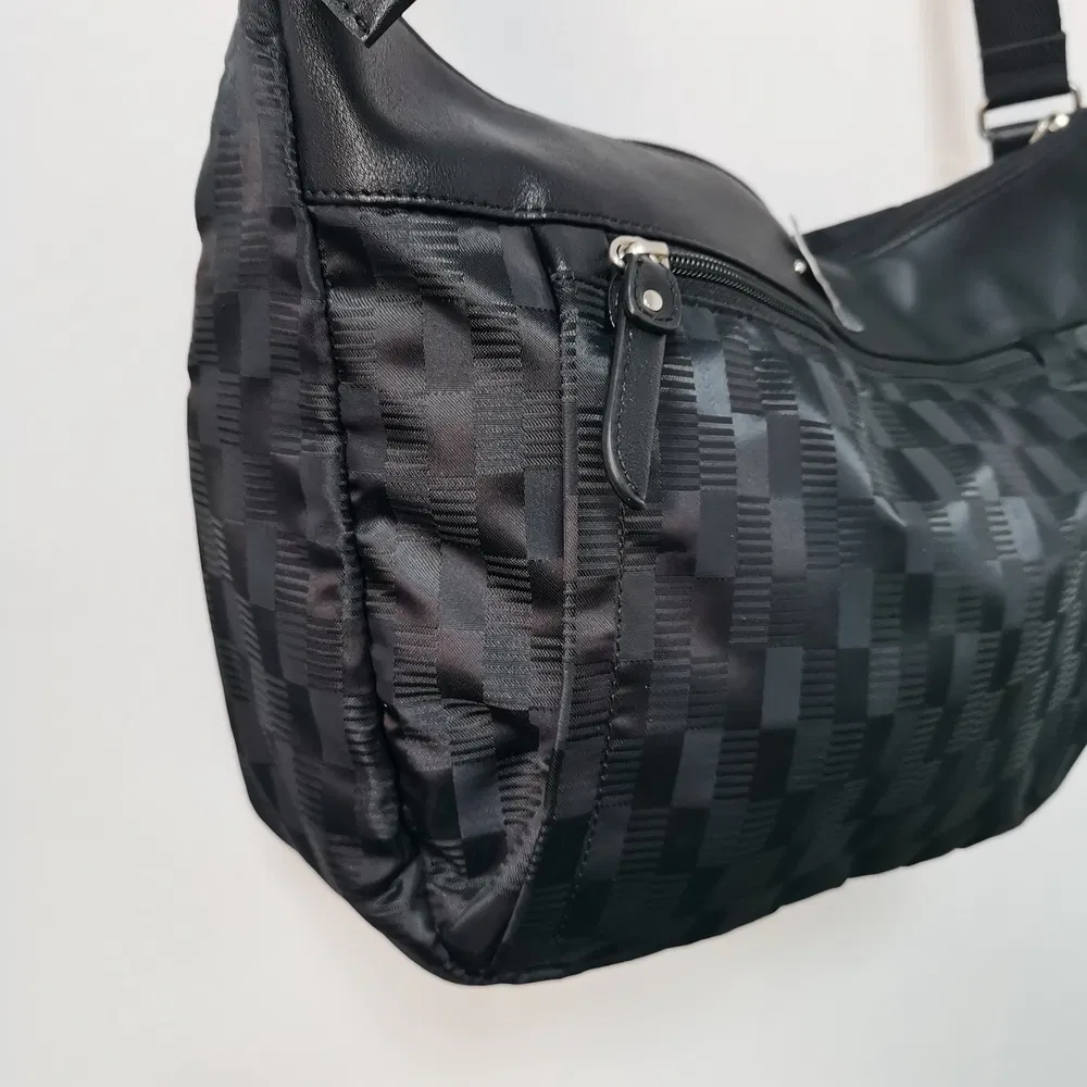 Black Patterned Tote Bag Adjustable Strap, Multi-Pockets for Daily & Casual Use