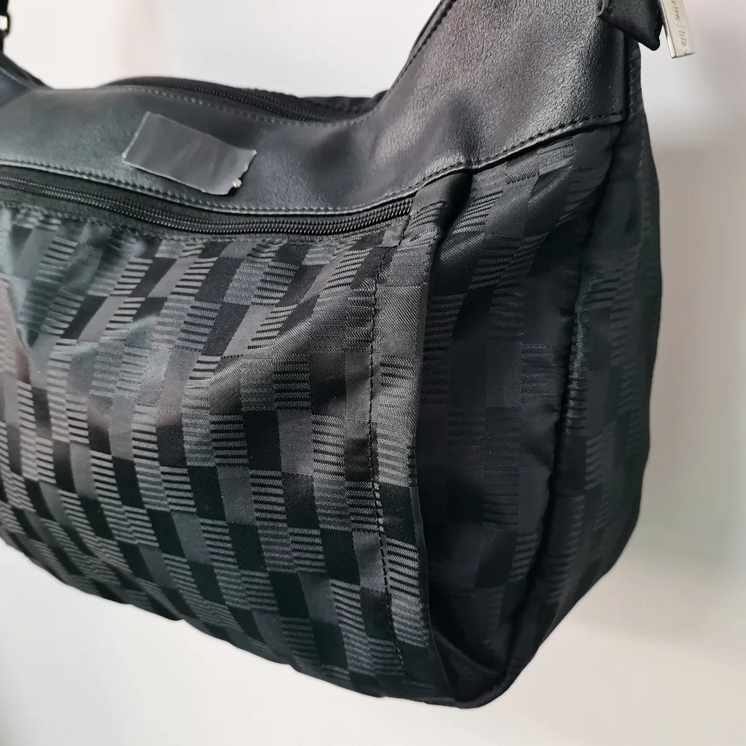 Black Patterned Tote Bag Adjustable Strap, Multi-Pockets for Daily & Casual Use