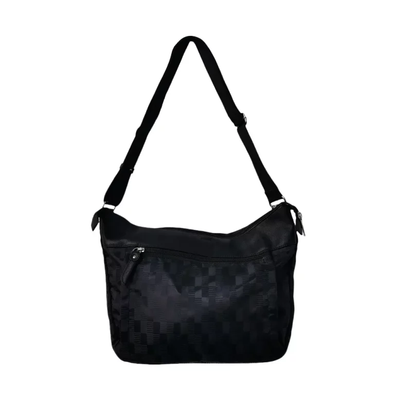 Black Patterned Tote Bag: Adjustable Strap, Multi-Pockets for Daily & Casual Use