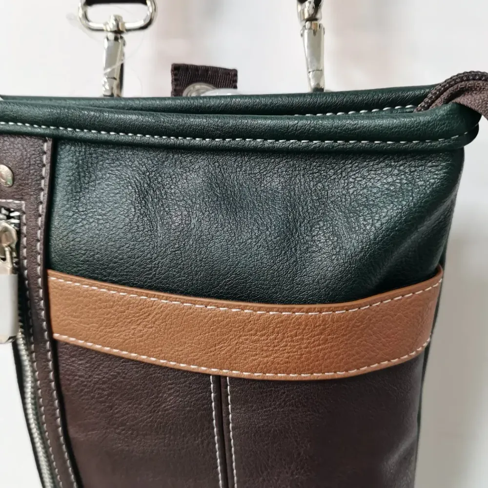 Color-Blocked Faux Leather Crossbody Bag – Compact Elegant Daily Carry