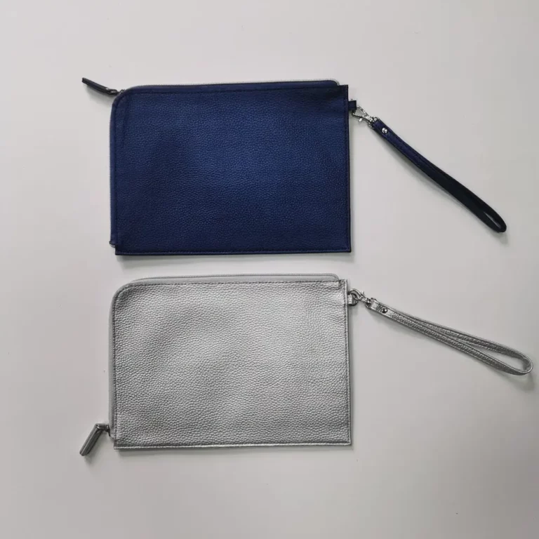 Custom Pebbled Faux Leather Wristlet Wallet with Zipper Closure