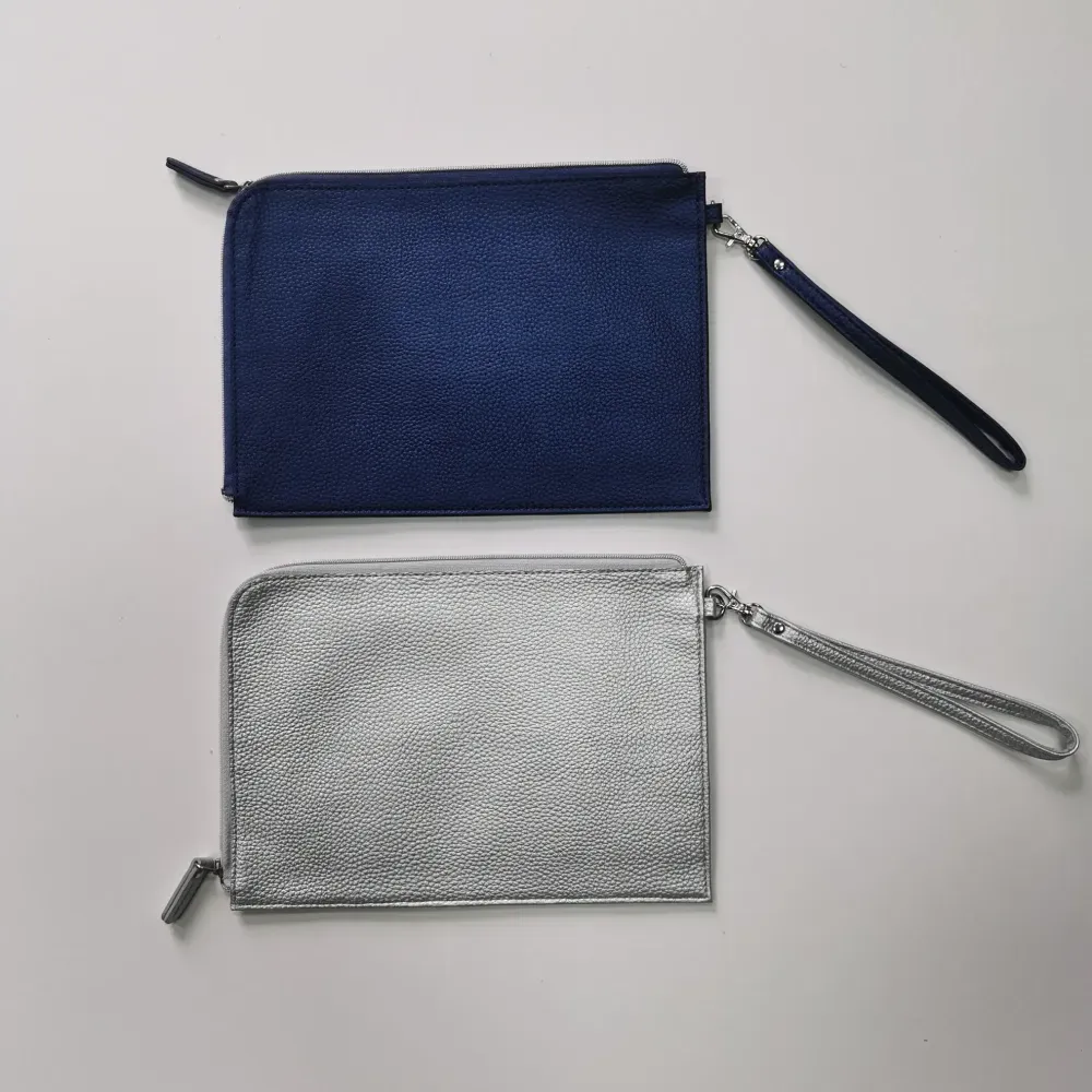 Custom Pebbled Faux Leather Wristlet Wallet with Zipper Closure