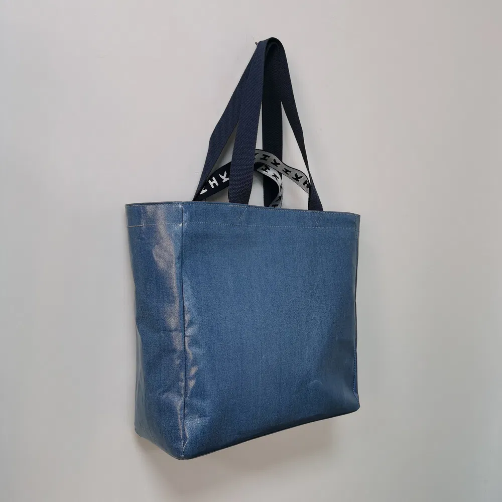 Custom Reusable Shopping Tote Bag – Film Coated Denim Tote for Wholesale