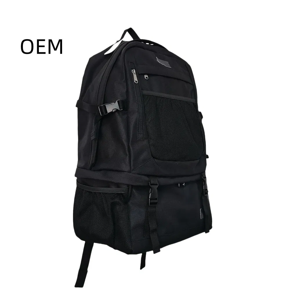 Durable Black Nylon Backpack with Anti-Theft & Shoe Compartment