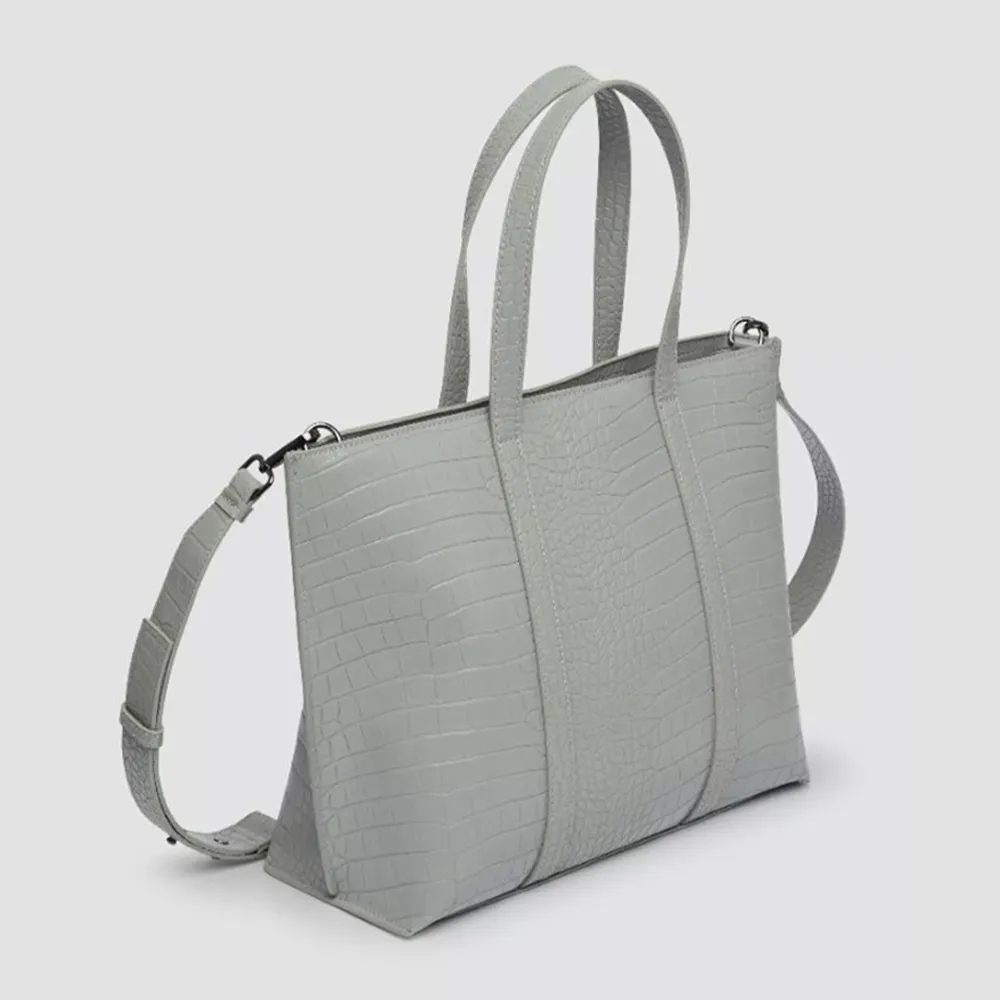 Faux Alligator Leather Tote Bag with Zipper