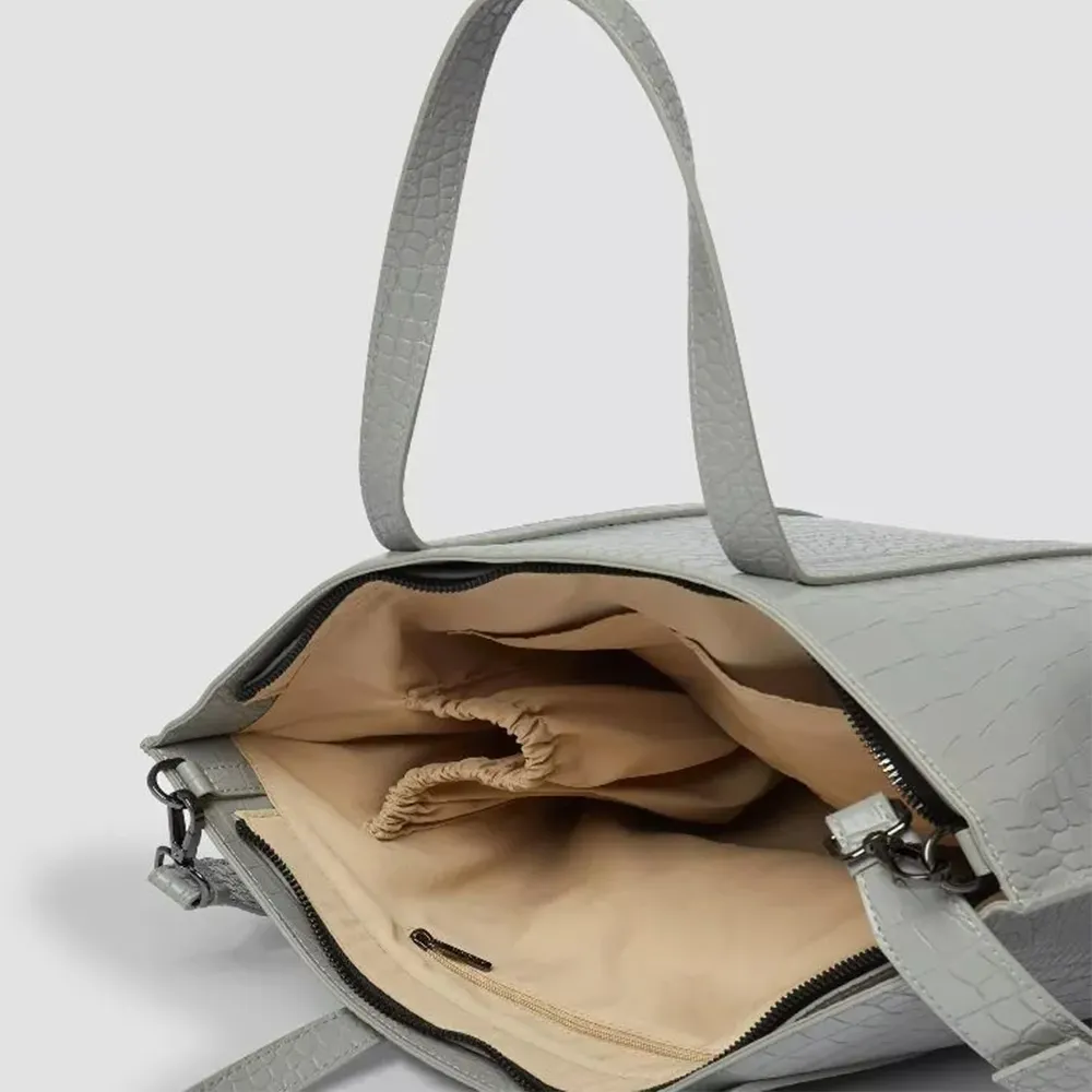 Faux Alligator Leather Tote Bag with Zipper