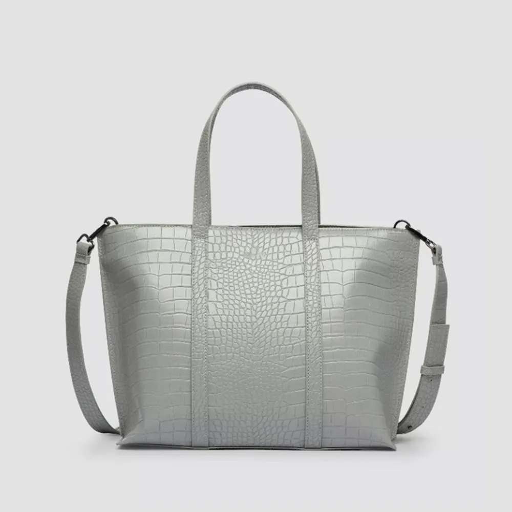 Faux Alligator Leather Tote Bag with Zipper