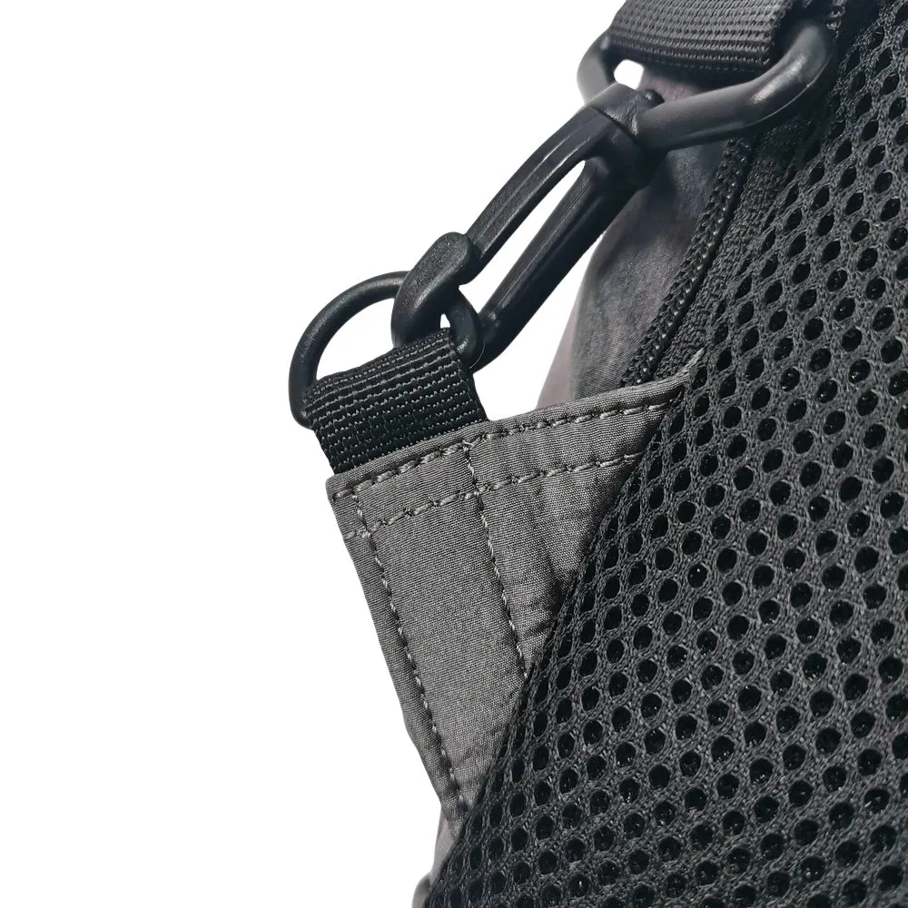 Gray Waterproof Mesh-Padded Sling Bag with Adjustable Strap for Outdoor Use