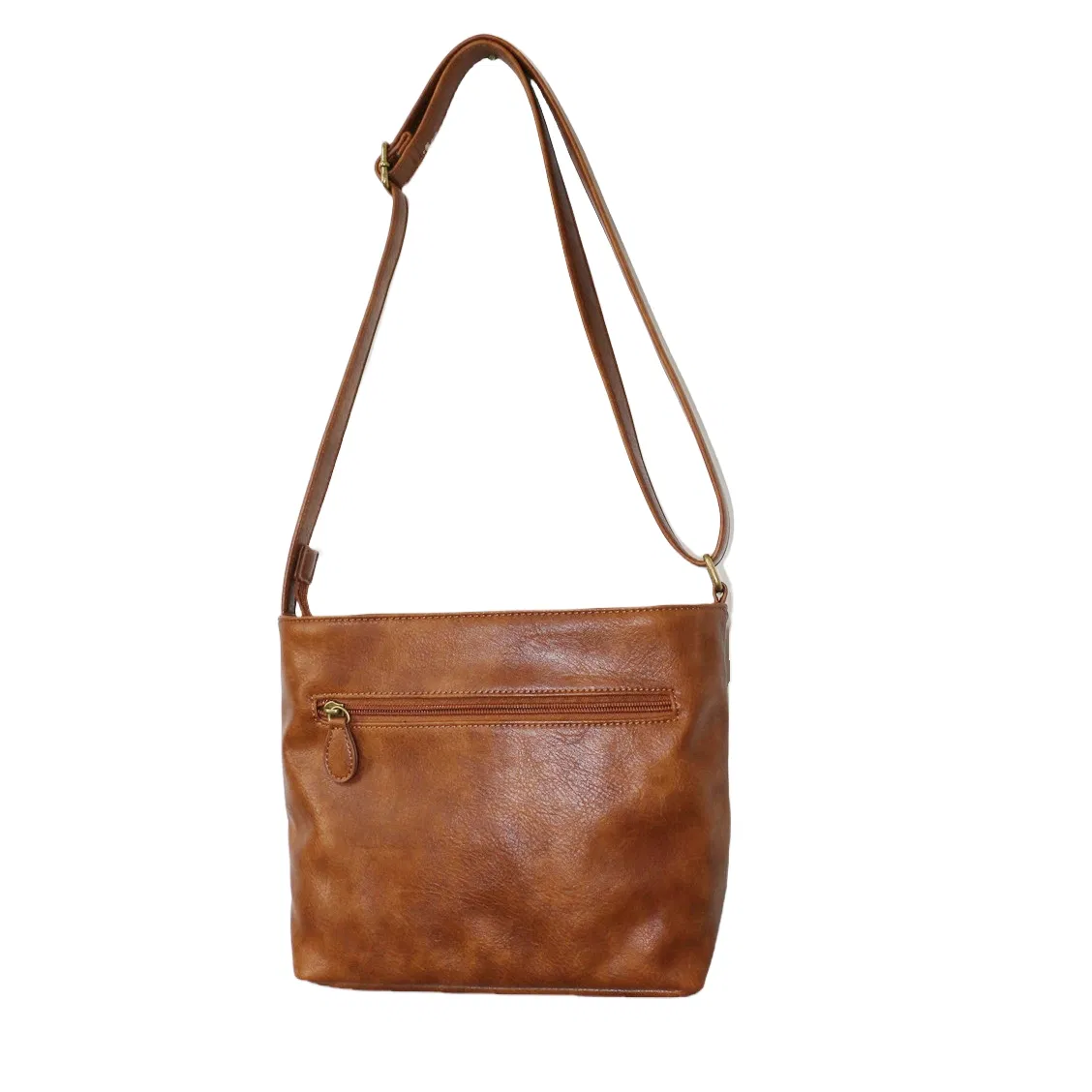 Lady PU Crossbody Bag with Zippered Exterior Pockets