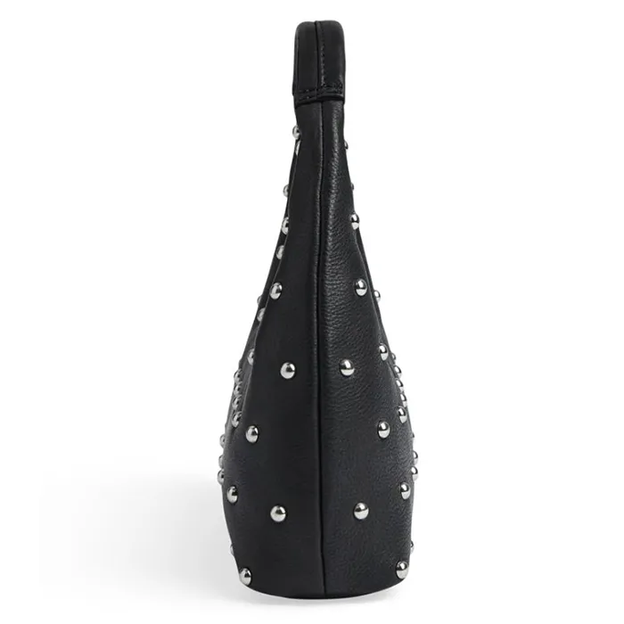 Minimal Semi-Lunar Ladies Handbag with Stud Detail