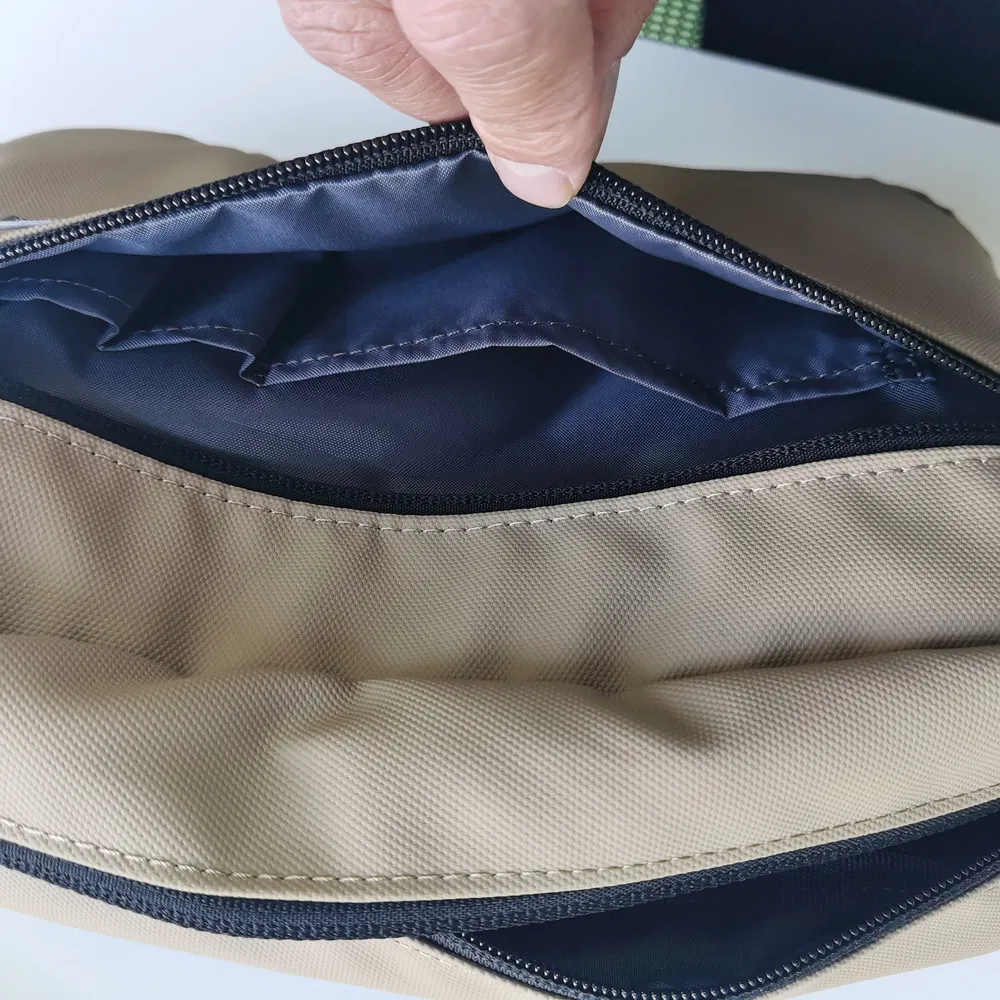 Modern Beige Nylon Crossbody Bag with Padded Design