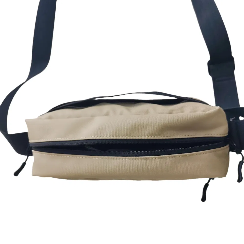 Modern Beige Nylon Crossbody Bag with Padded Design