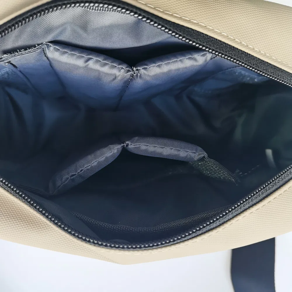 Modern Beige Nylon Crossbody Bag with Padded Design