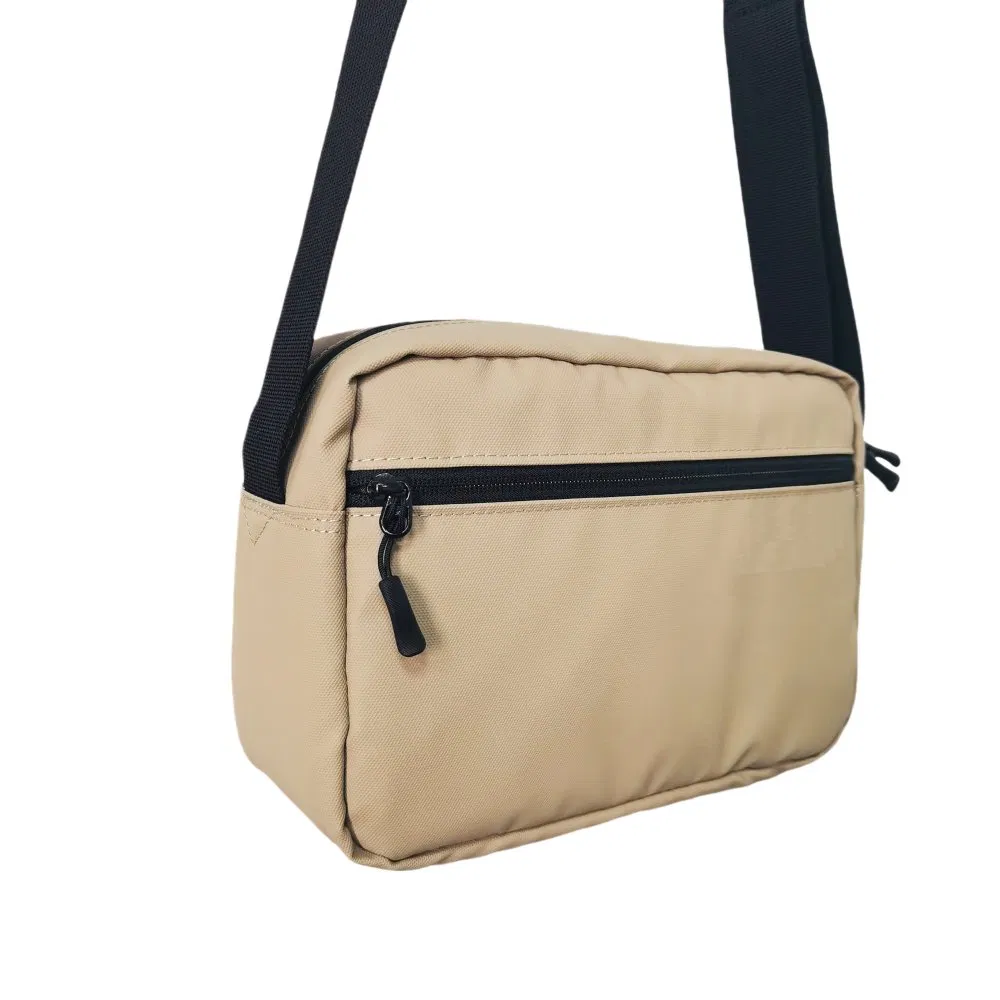 Modern Beige Nylon Crossbody Bag with Padded Design