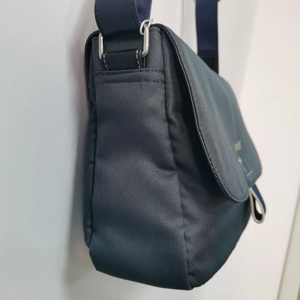 Navy Nylon Satchel Bag with Flap Closure Practical Office & Daily Use Crossbody