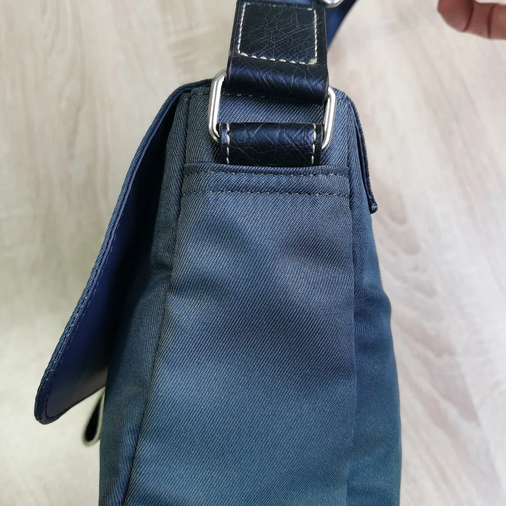 Navy Nylon Satchel Bag with Flap Closure Practical Office & Daily Use Crossbody