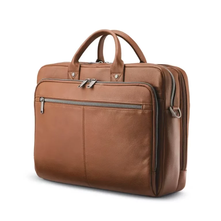 Premium Genuine Leather Double-Zip Briefcase for Business & Daily Use