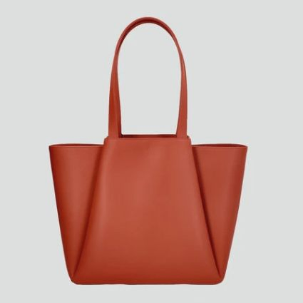 Pyramid-Shaped Leather Tote Bag for Work & Daily Use
