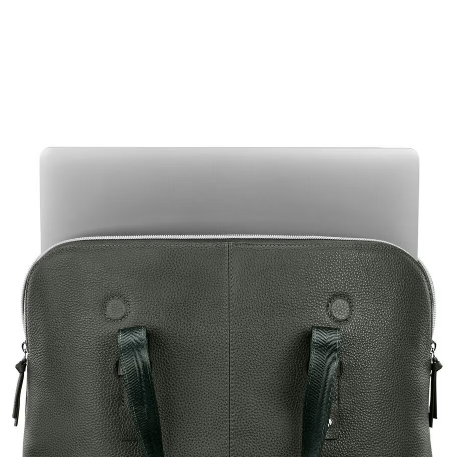 Sleek Dark Green Vegan Leather Briefcase for Business & Office Use