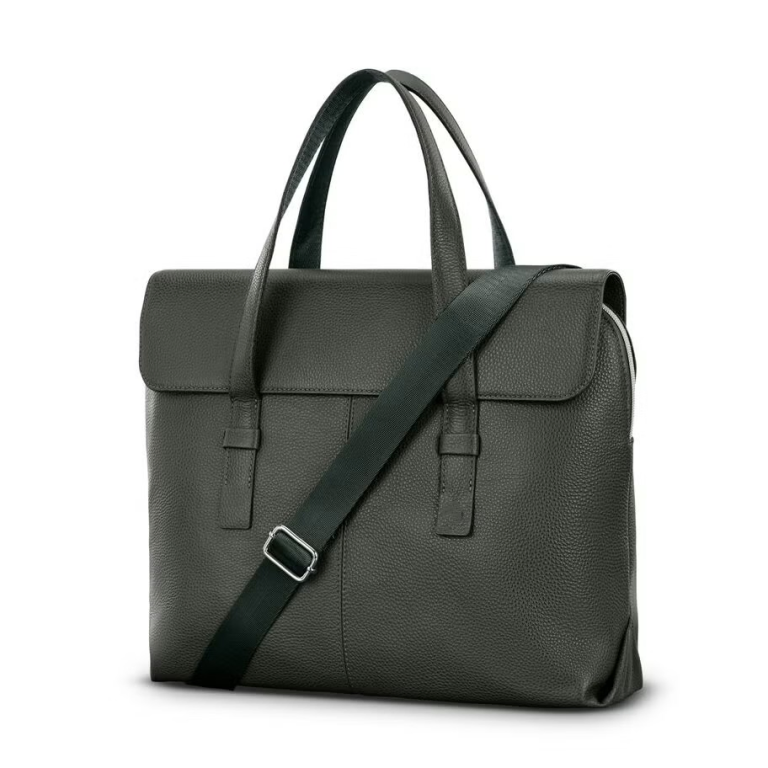 Sleek Dark Green Vegan Leather Briefcase for Business & Office Use
