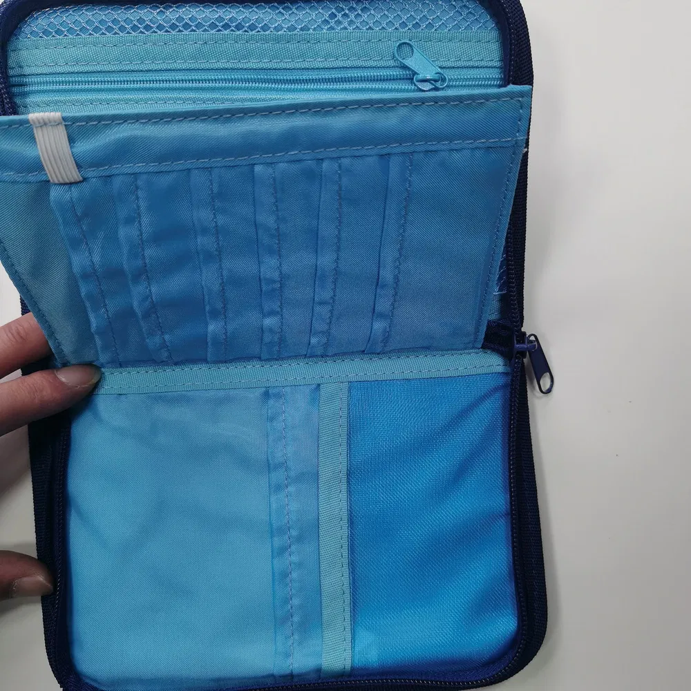 Stylish Navy Fabric Travel Organizer Wallet – Custom Wallet for Documents & Cards