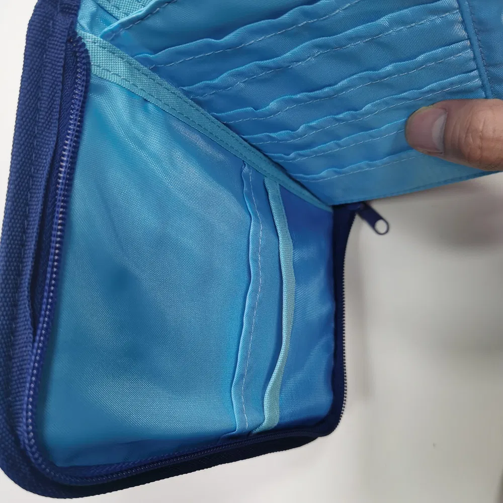 Stylish Navy Fabric Travel Organizer Wallet – Custom Wallet for Documents & Cards