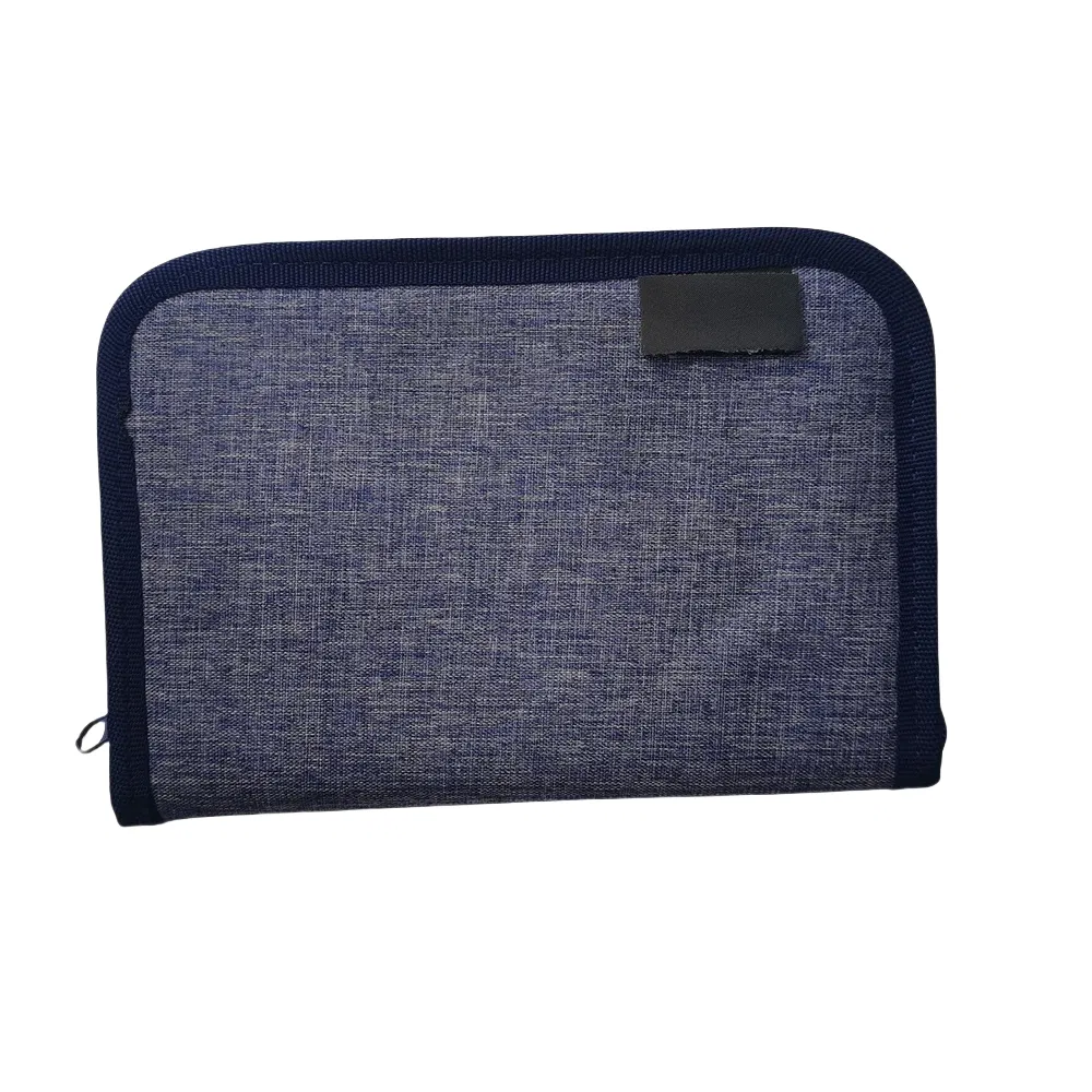 Stylish Navy Fabric Travel Organizer Wallet – Custom Wallet for Documents & Cards