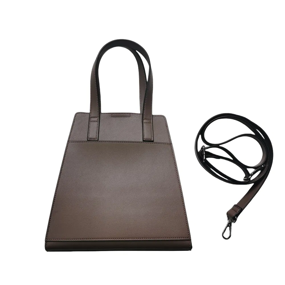 Taupe Structured Handbag with Detachable Strap for Elegant Daily Use