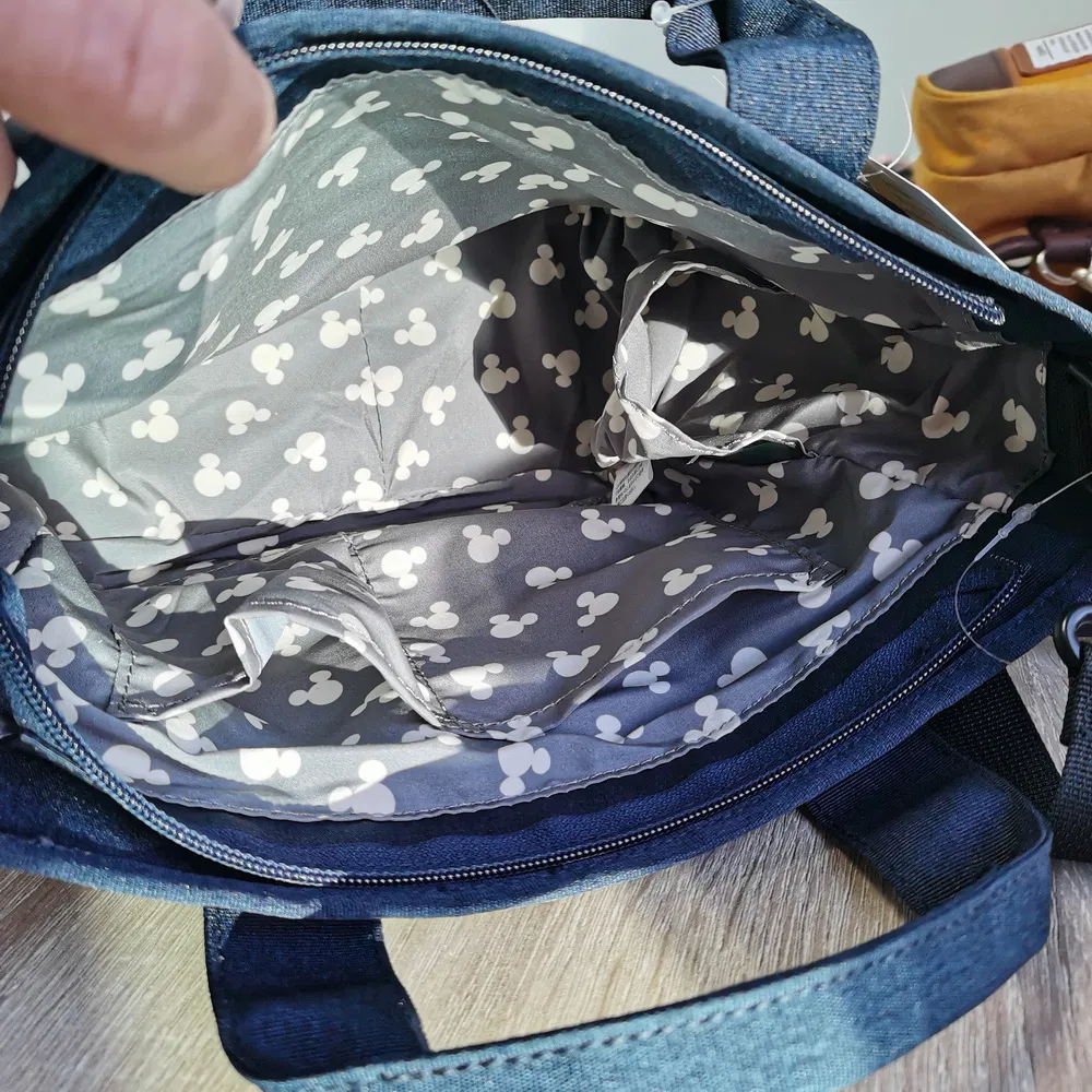 Two-Tone Denim Tote Bag with Multi Pockets for Daily & Casual Use