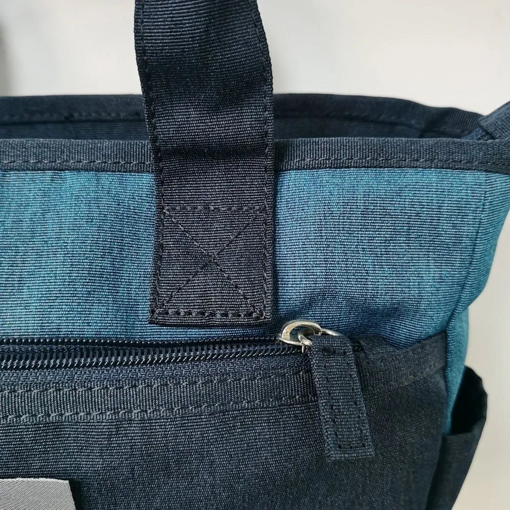 Two-Tone Denim Tote Bag with Multi Pockets for Daily & Casual Use