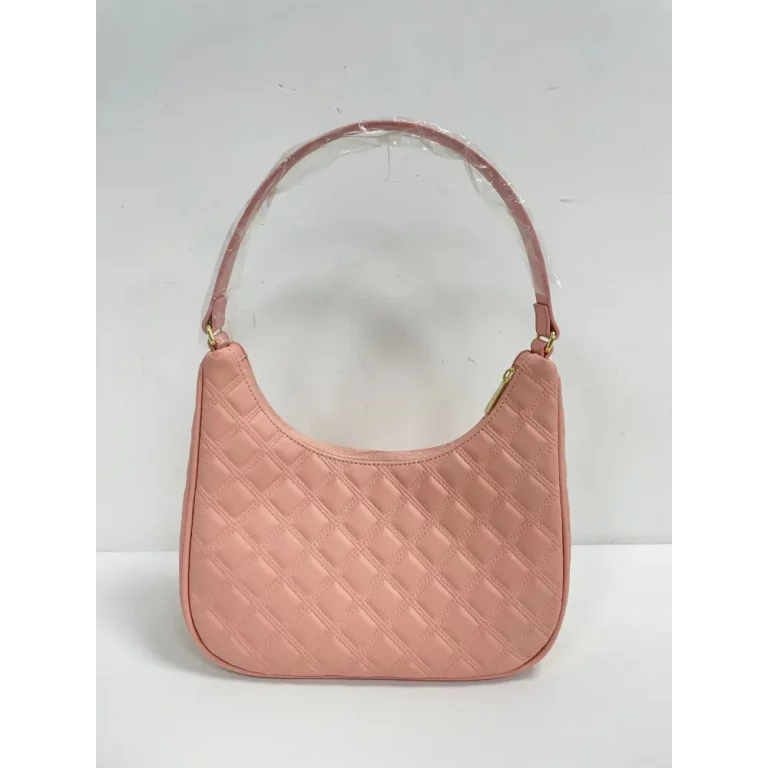 Pink Quilted Hobo Shoulder Bag with Gold Hardware