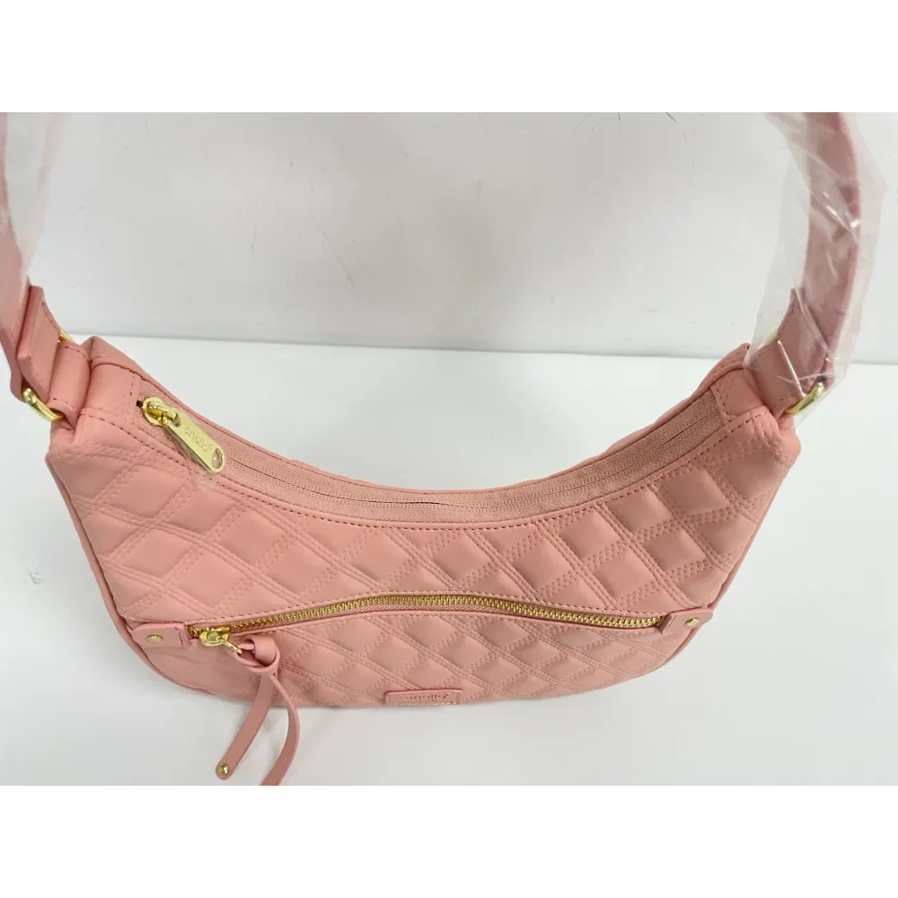 Pink Quilted Hobo Shoulder Bag with Gold Hardware