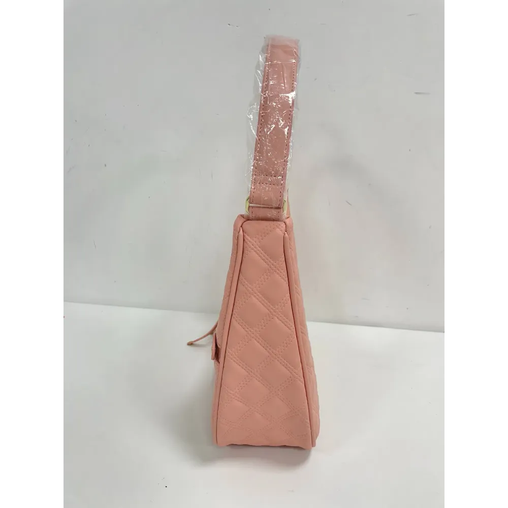 Pink Quilted Hobo Shoulder Bag with Gold Hardware