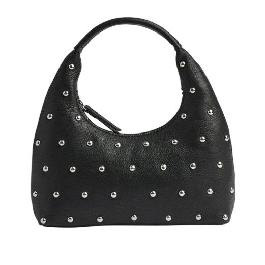 Minimal Semi-Lunar Ladies Handbag with Stud Detail