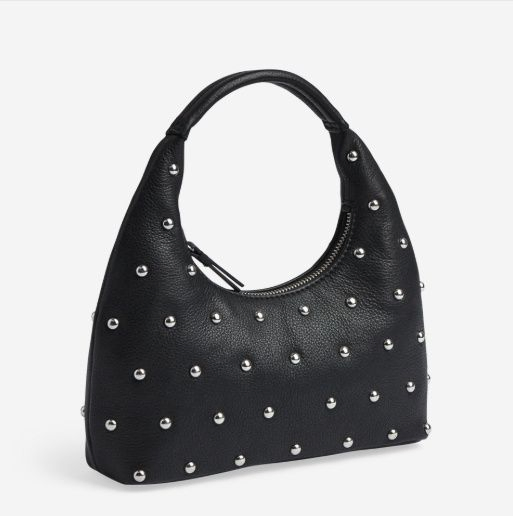 Minimal Semi-Lunar Ladies Handbag with Stud Detail