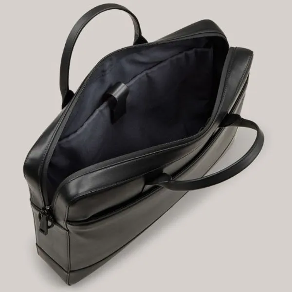 lack Rectangle Genuine Leather Briefcase for Business Use
