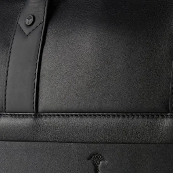 lack Rectangle Genuine Leather Briefcase for Business Use