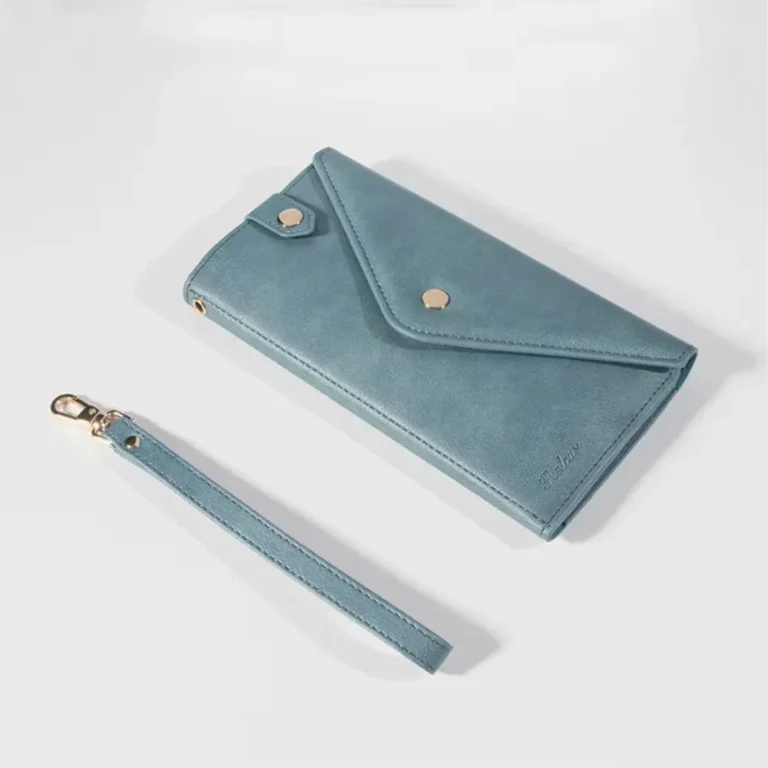 Custom Envelope Wallet with Wrist Strap and Snap Closure
