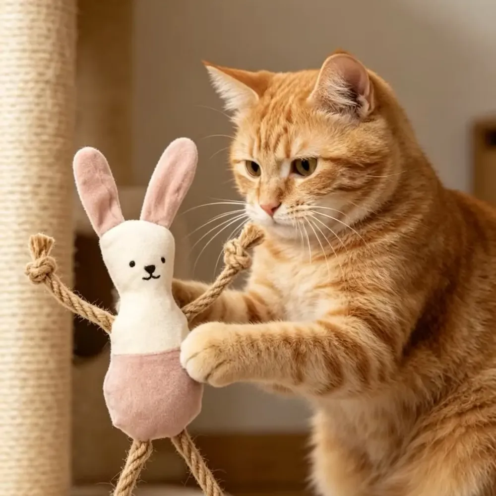 Плюшевая игрушка для кошек "Кролик" с кошачьей мятой, мягкий румянец